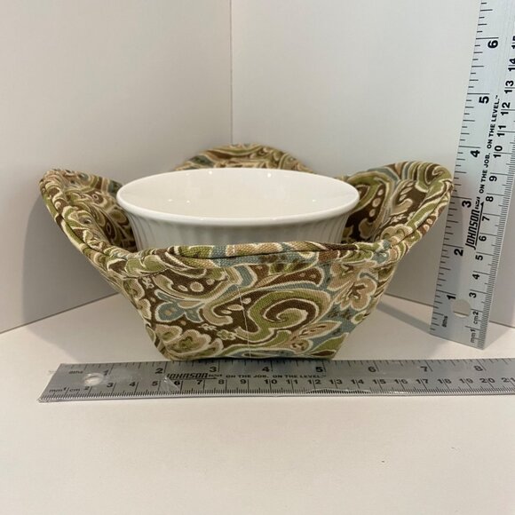 Handmade Paisley Fabric Microwave Bowl Cozy & Mug Holder For Hot Beverages - Picture 9 of 9